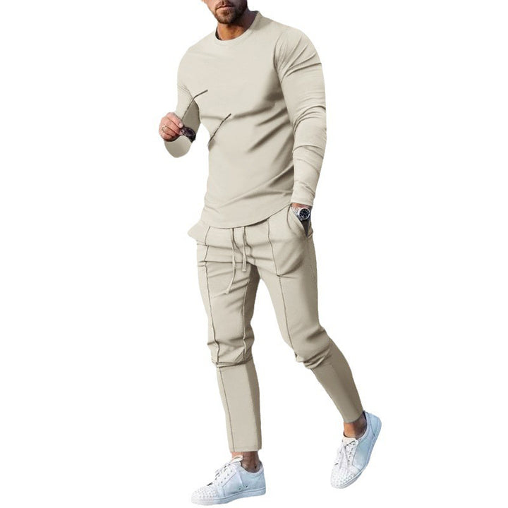 Herren nan eng anliegendes Langarmshirt aus Baumwollstretch mit Rundhalsausschnitt und körperbetonter Passform Echo Archiv