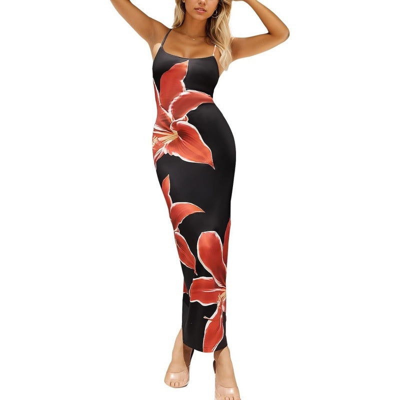 Maxikleid für Damen mit Details und einem farbenfrohen Grafikprint – Echo Archiv
