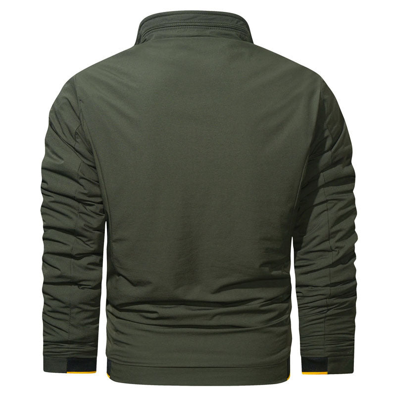 Herren Slim-Fit Urbanes Stehkragen-Blouson mit Reißverschluss, kontrastierten Bündchen und Zierapplikationen – Taviero