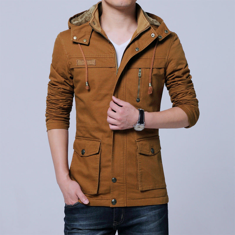 Herren Canvas‑Utility‑Parka mit Kapuze und Teddyfutter – Taviero