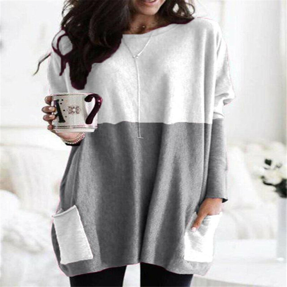 Damen nan oversized Longshirt mit Kontrastblock und aufgesetzten Taschen Echo Archiv