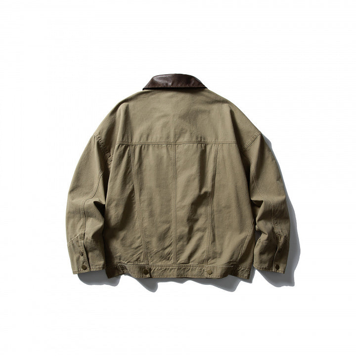 Herren Boxy-Canvasjacke mit Lederkragen und Overshirt-Silhouette Echo Archiv