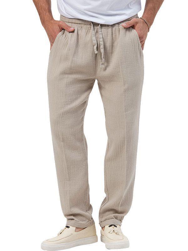 Herren legere Leinen-Hose mit elastischem Bund und praktischen Seitentaschen Echoarchiv