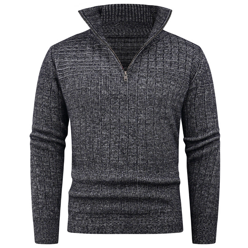 Herren Strickpullover mit modernem Zipper und strukturiertem Design Echoarchiv