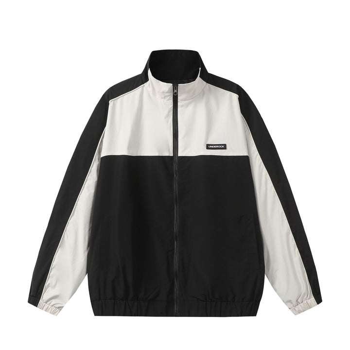 Unisex Sportive Colorblock-Trackjacke mit Stehkragen und durchgehendem Reißverschluss Echoarchiv