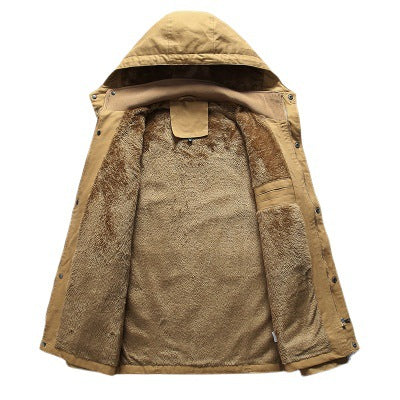 Herren Robuster Canvas-Fieldparka mit durchgehendem Teddyfutter, abnehmbarer Kapuze und Multifunktions‑Taschen Echo Archiv