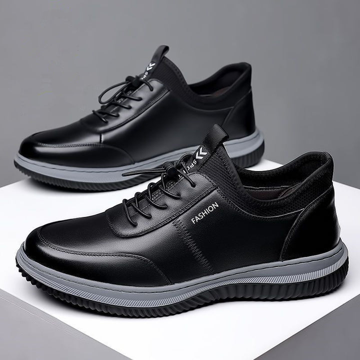 Herren Lederoptik-Sneaker mit stoßdämpfender Komfortsohle und elastischem Einstieg Echoarhiv