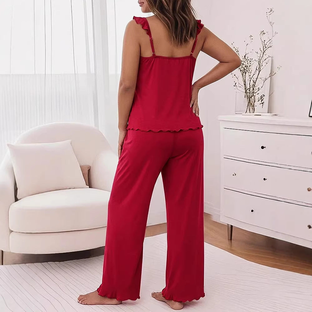 Damen Pyjama-Set mit zarten Rüschendetails und weichem Stoff Echo Archiv