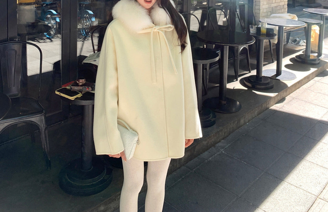 Damen Elegante und warme Übergangsjacke mit fellbesetztem Kragen Echoarchiv