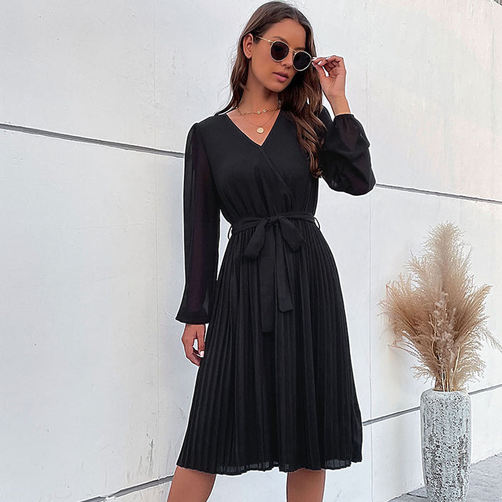 Damen Plissiertes Wickelkleid mit Gürtel Echo Archiv