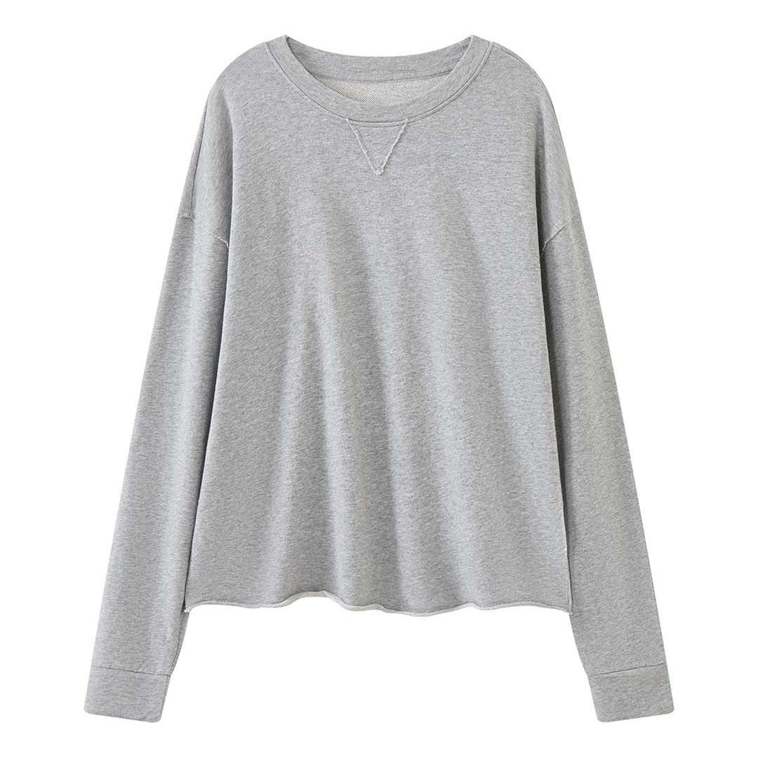 Damen Oversized-Sweatshirt aus weichem Sweatstoff mit roher Kante und V-Ziernaht Echoarchiv