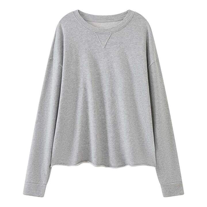 Damen Oversized-Sweatshirt aus weichem Sweatstoff mit roher Kante und V-Ziernaht Echoarchiv