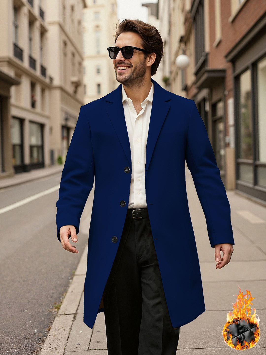 Herren eleganter doppelreihiger Mantel Echoarchiv