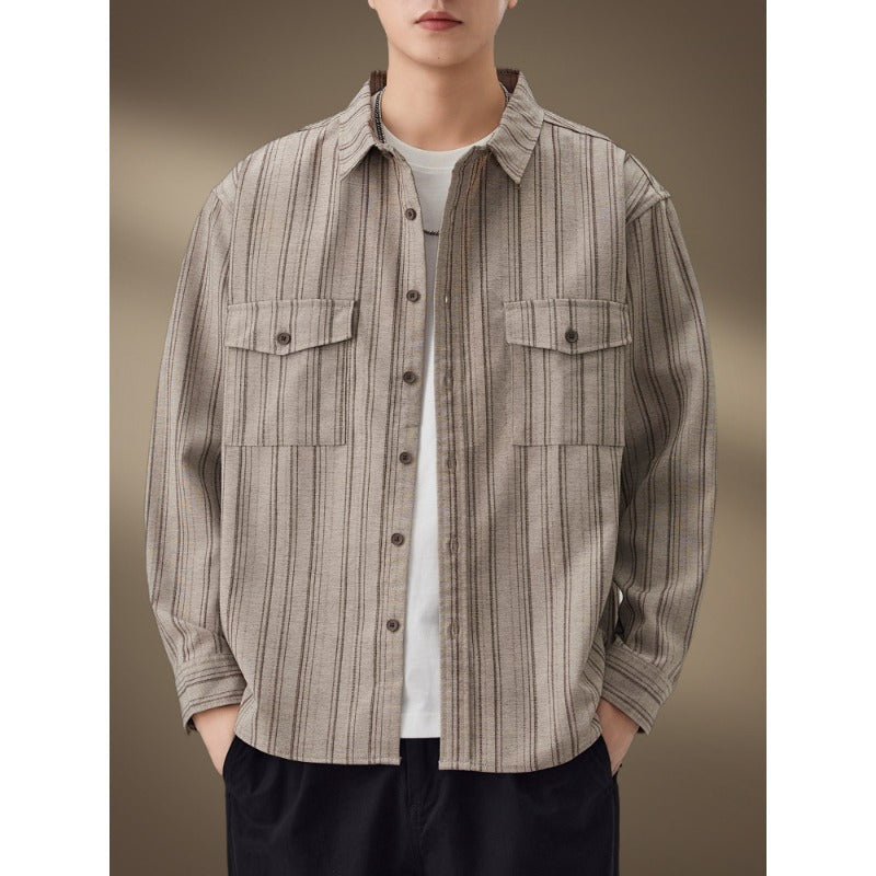 Herren Gestreiftes Hemdjacke mit Brusttaschen Echo Archiv