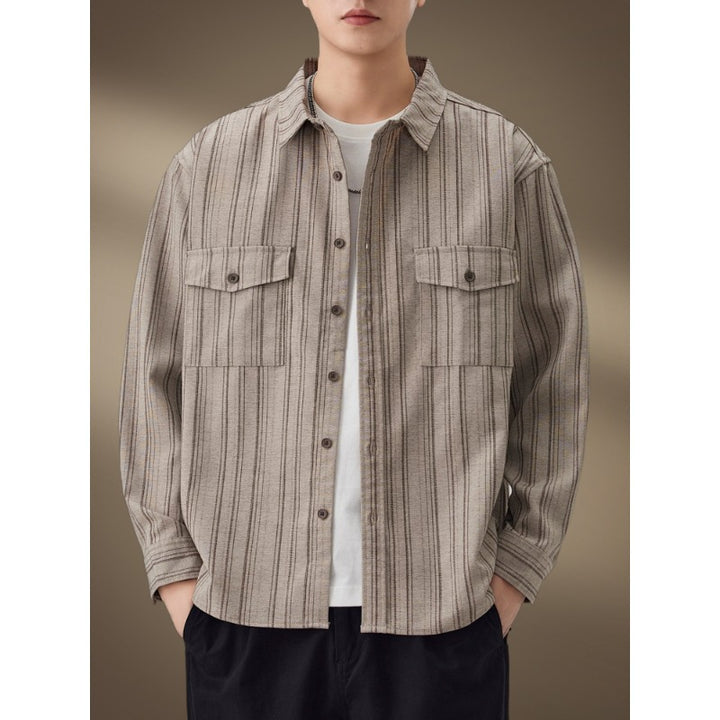 Herren Gestreiftes Hemdjacke mit Brusttaschen Echo Archiv