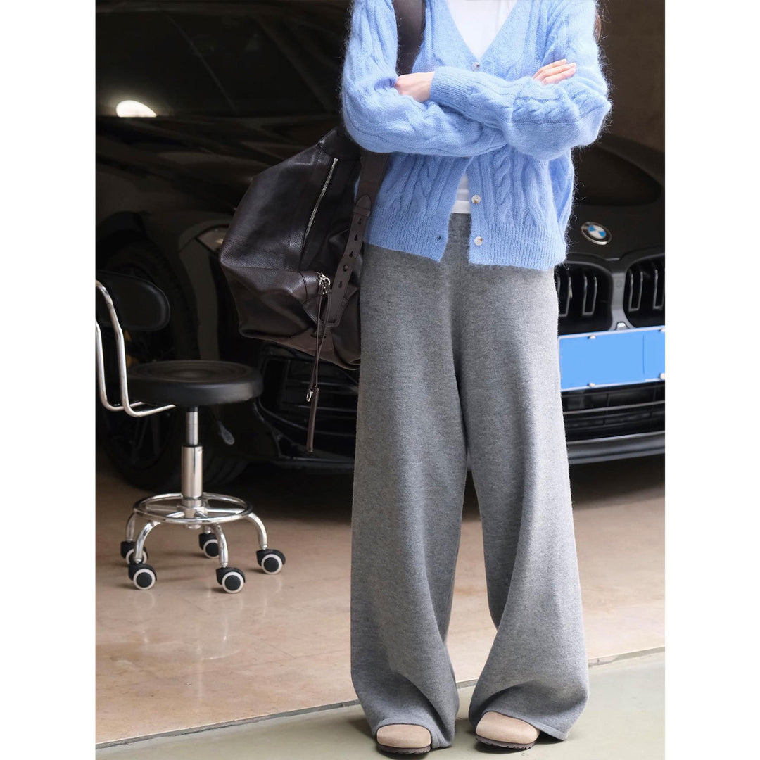Damen Weite Strick‑Palazzohose im Lounge‑Look mit hohem Bund Echoarchiv