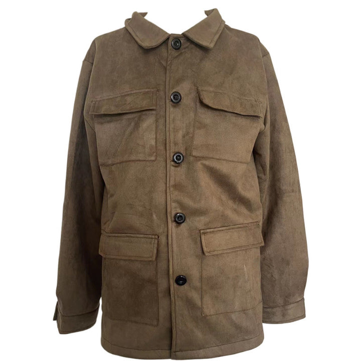Herren modische Suede-Jacke mit vielseitigen Taschen Echoarchiv