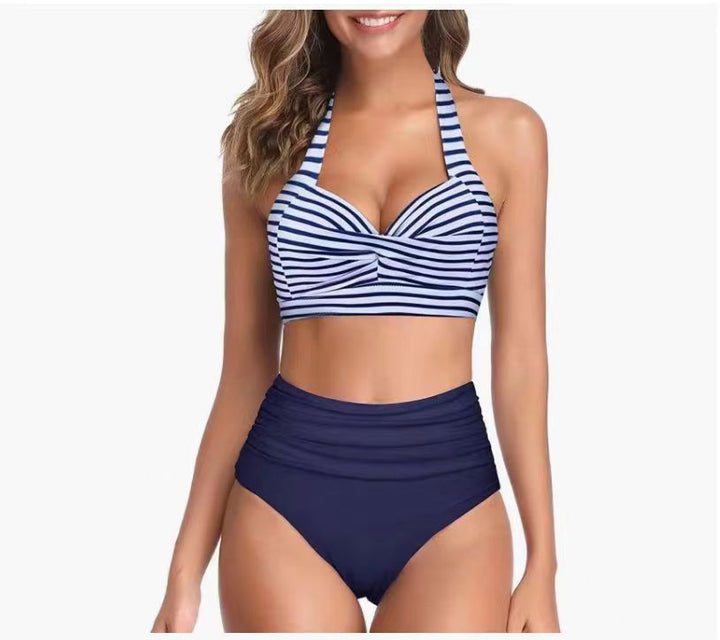 Damen Hochtailliertes Bikini-Set mit elegantem Oberteil und floralem Design Echo Archiv