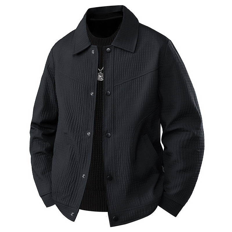 Herren Leichte Übergangsjacke im Worker-Stil mit mikrostrukturierter Twill-Optik und Druckknopfleiste Echo Archiv