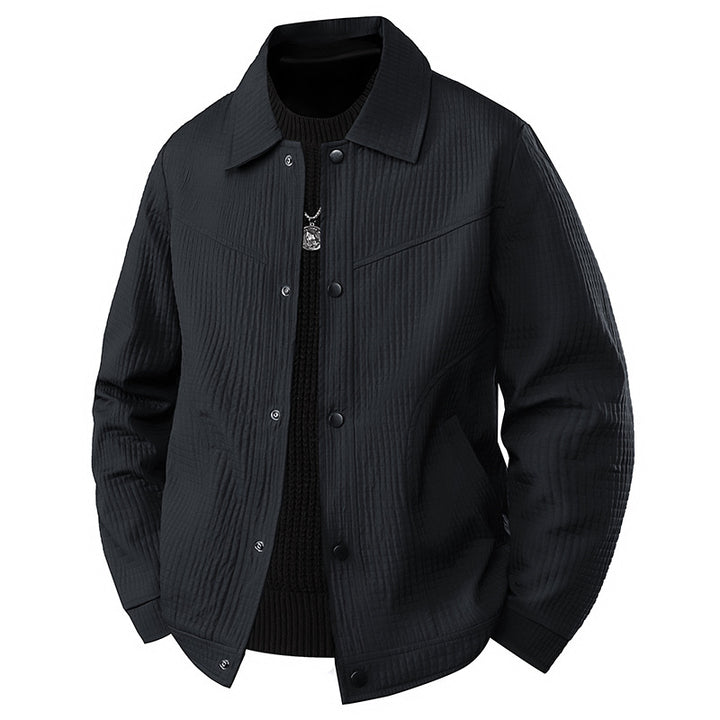 Herren Leichte Übergangsjacke im Worker-Stil mit mikrostrukturierter Twill-Optik und Druckknopfleiste Echo Archiv