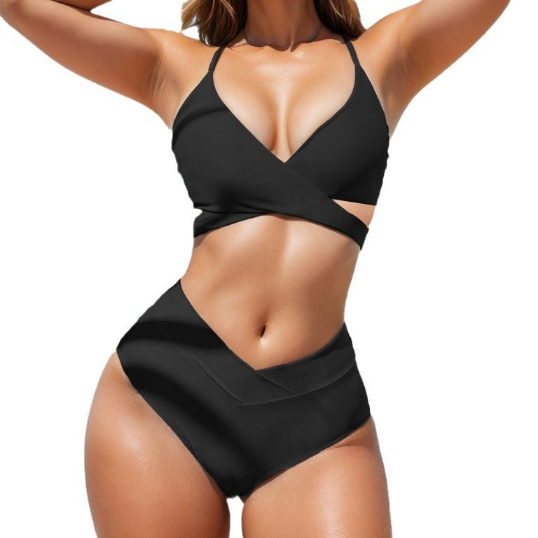 Damen Hochgeschnittenes Bikini-Set mit Wickeloberteil Echo Archiv