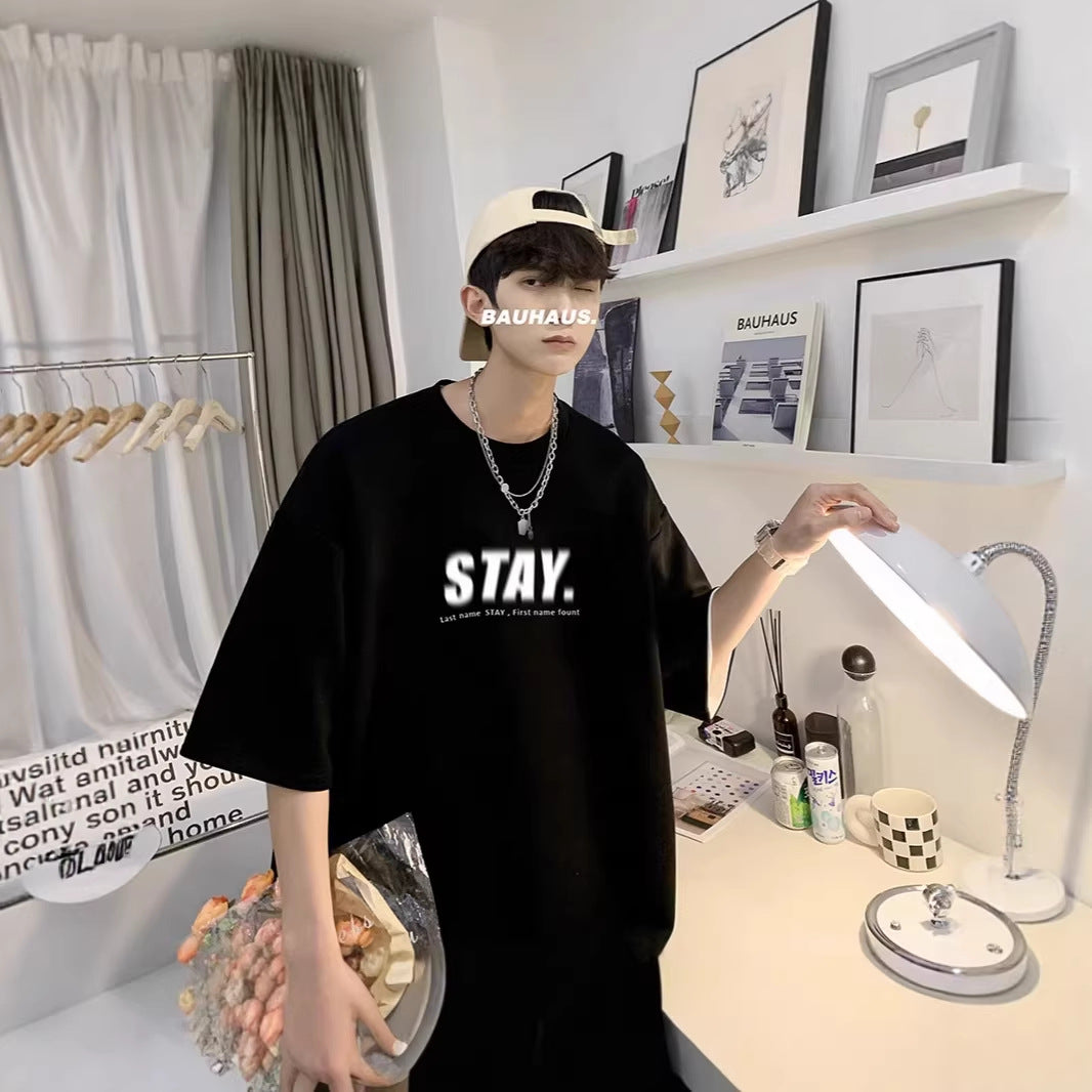 Herren Oversized T-Shirt mit modernem Schriftzug Echoarchiv