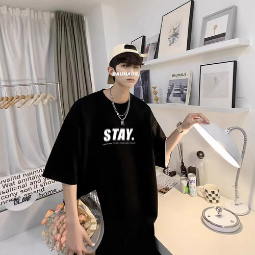 Herren Oversized T-Shirt mit modernem Schriftzug Echoarchiv