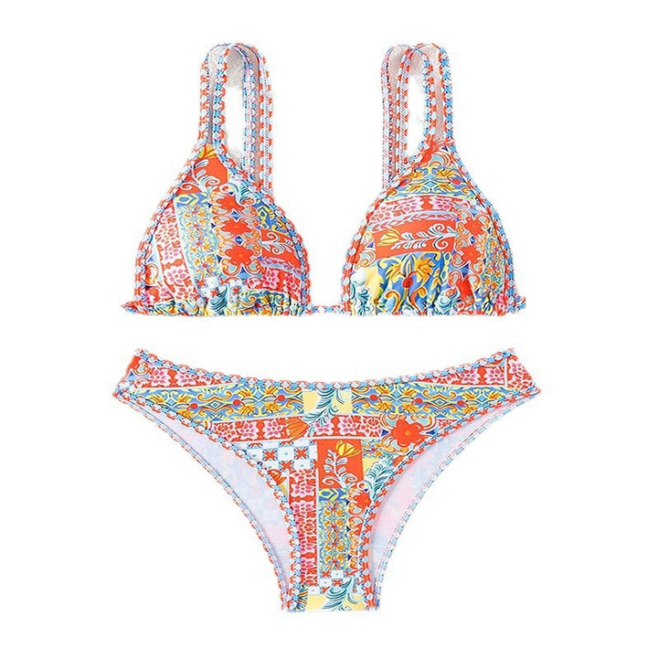 Damen Triangel-Bikini-Set mit eleganten Mustern und verstellbaren Trägern Echo Archiv