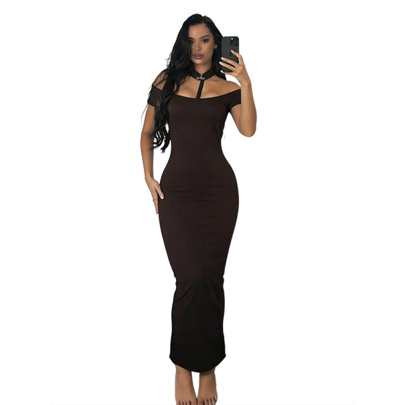 Damen Off-Shoulder Maxikleid mit elegantem Choker Echo Archiv