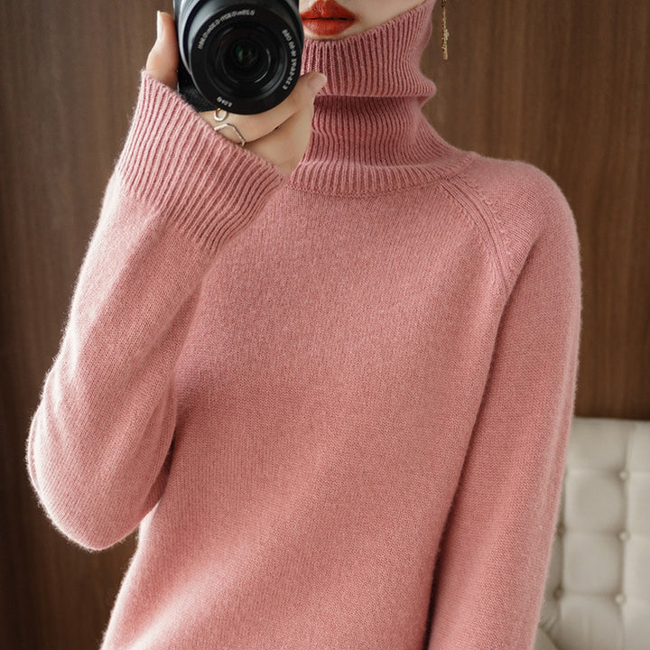 Damen Rollkragenpullover aus weichem Wollmix mit verlängerten Bündchen Echoarchiv