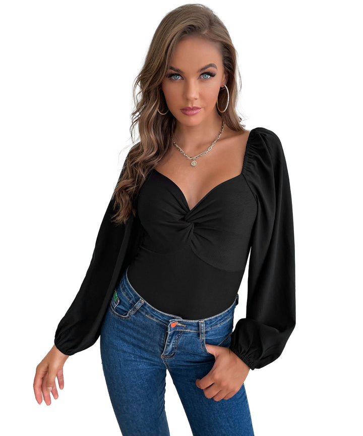 Damen Eleganter Bodys mit Puffärmeln Echo Archiv