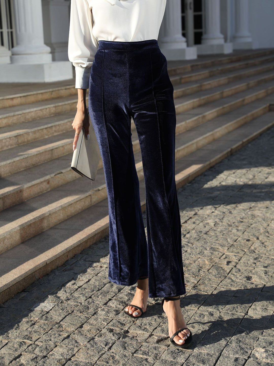 Damen Hochtaillierte Samtweite Hosen Echoarchiv