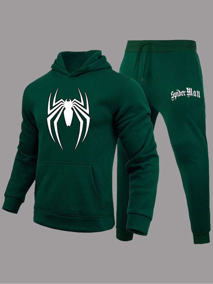 Herren Sportliches Kapuzenpullover und Jogginghose Set mit auffälligem Spider-Motiv Echoarchiv