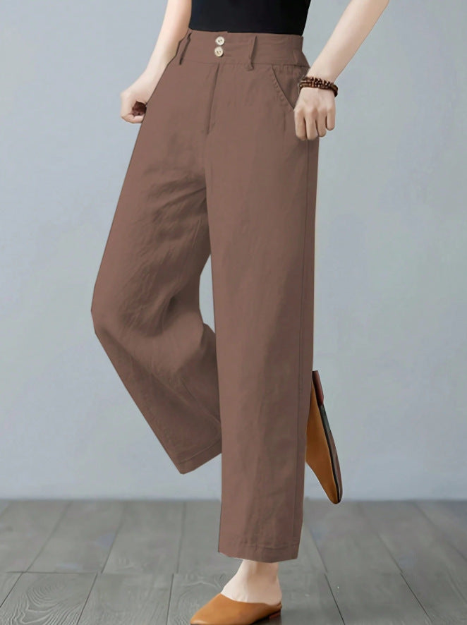 Damen Weite Leinenhose mit elastischem Bund und praktischen Seitentaschen Echo Archiv
