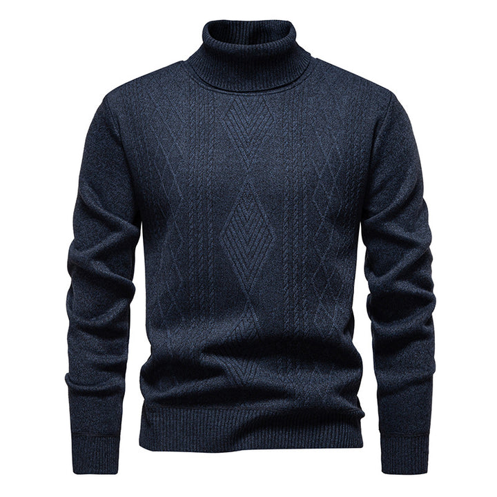 Herren nan Feinstrick-Rollkragenpullover mit strukturierter Zopfmuster-Struktur und körpernahem Schnitt Echo Archiv