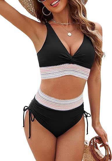 Damen Bikini-Set mit Modischem Wickeloberteil und Hochgeschnittenen Unterteilen Echoarchiv