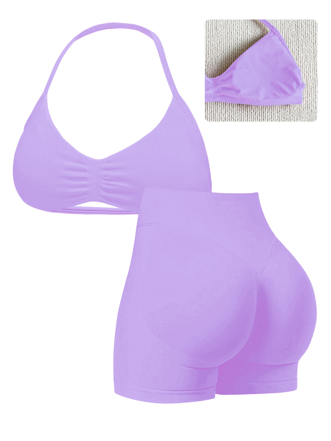 Damen Sport-Bikini-Oberteil mit hoch geschnittenen Shorts und nahtlosem Design Echo Archiv