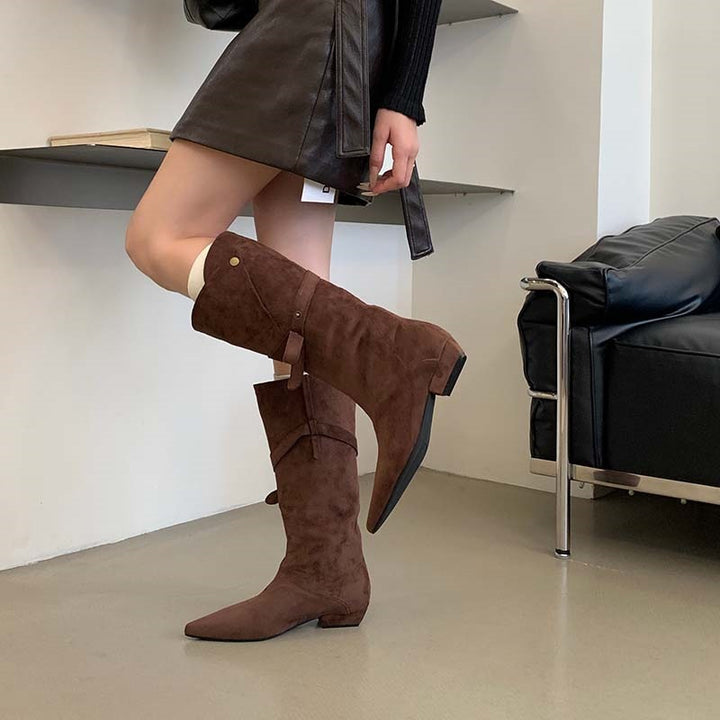 Damen Modische Stiefeletten aus Wildleder mit Wickel-Design Echo Archiv