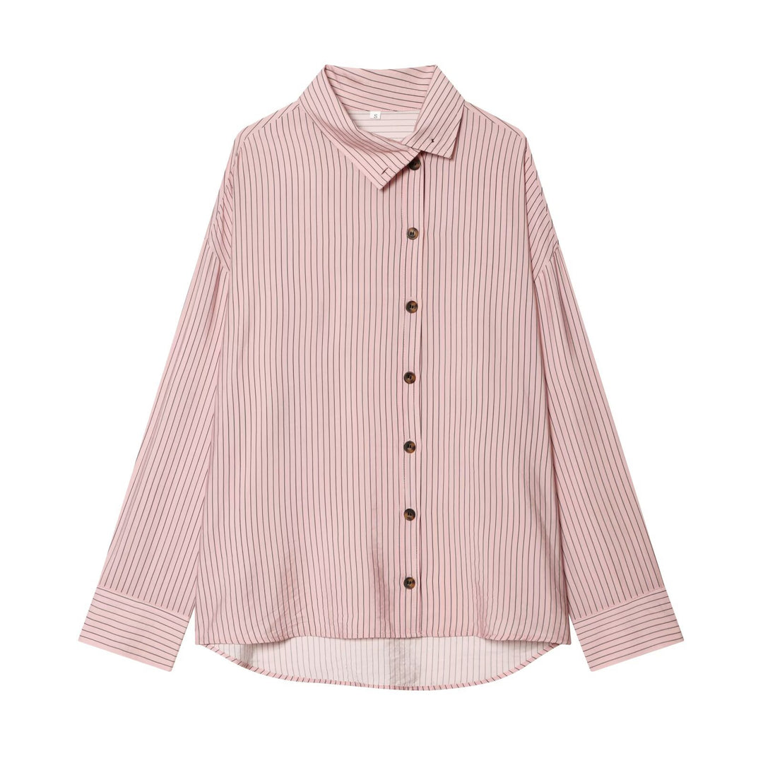 Damen Oversize-Hemdbluse mit durchgehender Knopfleiste und abgerundetem Saum Echo Archiv