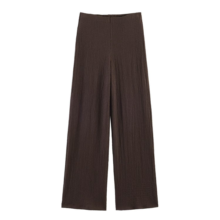 Damen Zweiteiliges Feinstrick-Set mit Kurzarm-Polokragen-Top und High‑Waist Weitbein‑Hose Echo Archiv