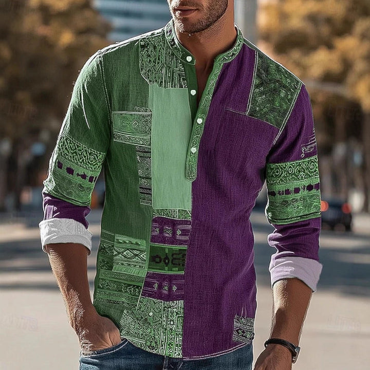 Herren Patchwork-Hemd mit modernem Design und einzigartigen Mustern Echoarchiv
