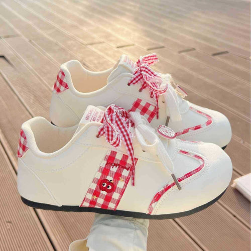 Damen Sneakers mit verspieltem Karomuster und dekorativen Schleifen Echo Archiv