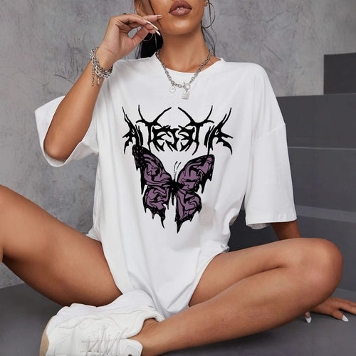 Damen oversized T-Shirt mit kreativem Schmetterlingsdesign Echo Archiv