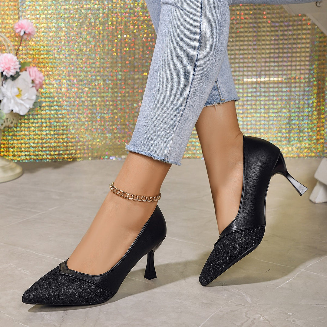 Damen nan spitze Pumps mit strukturierter Vorderkappe, geschwungener Pfennigabsatz und gepolstertem Komfortfußbett Echo Archiv