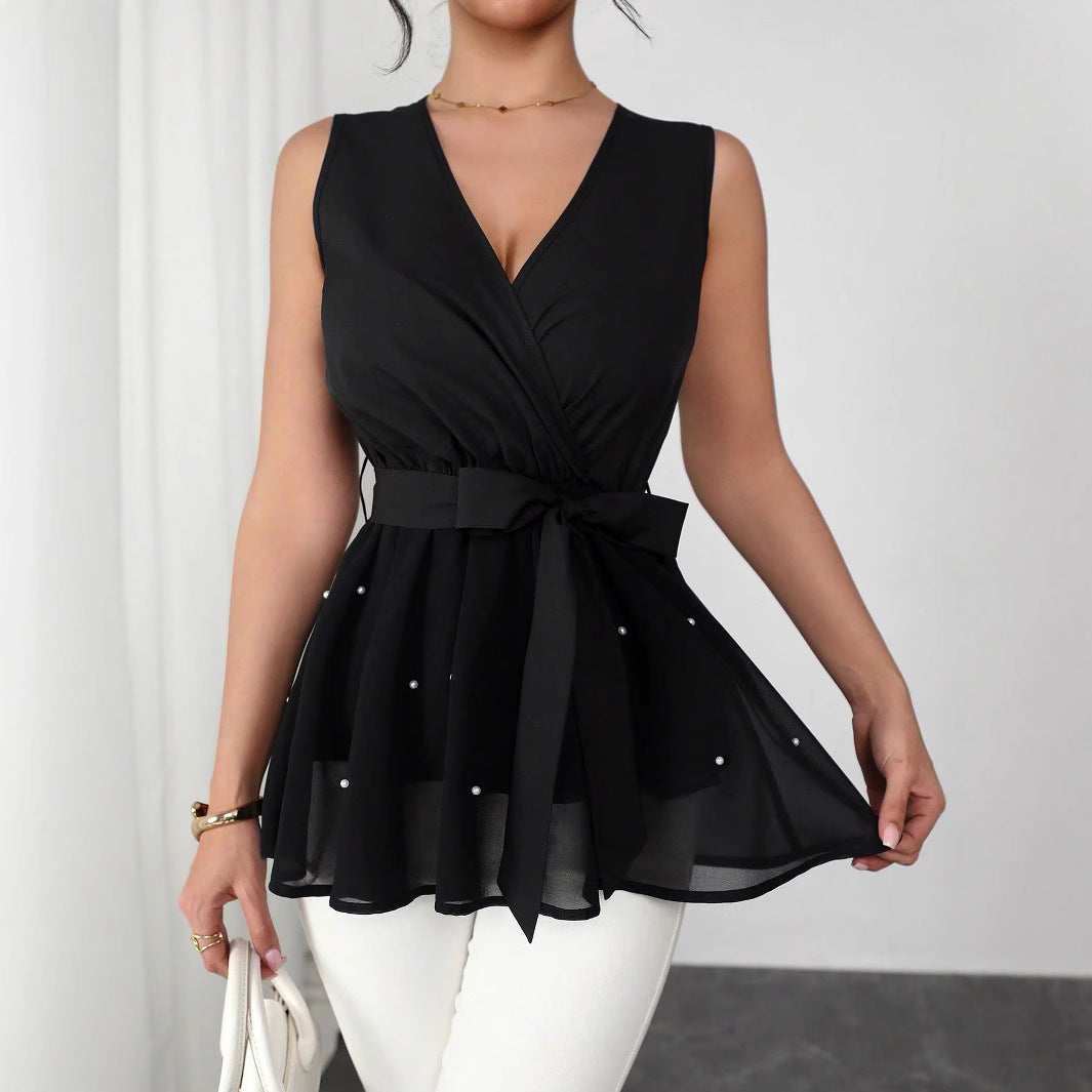Damen Elegantes Wickeloberteil mit dekorativen Perlen Echo Archiv