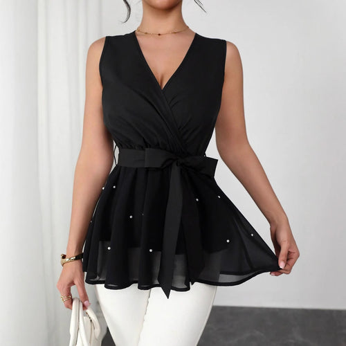 Damen Elegantes Wickeloberteil mit dekorativen Perlen Echo Archiv