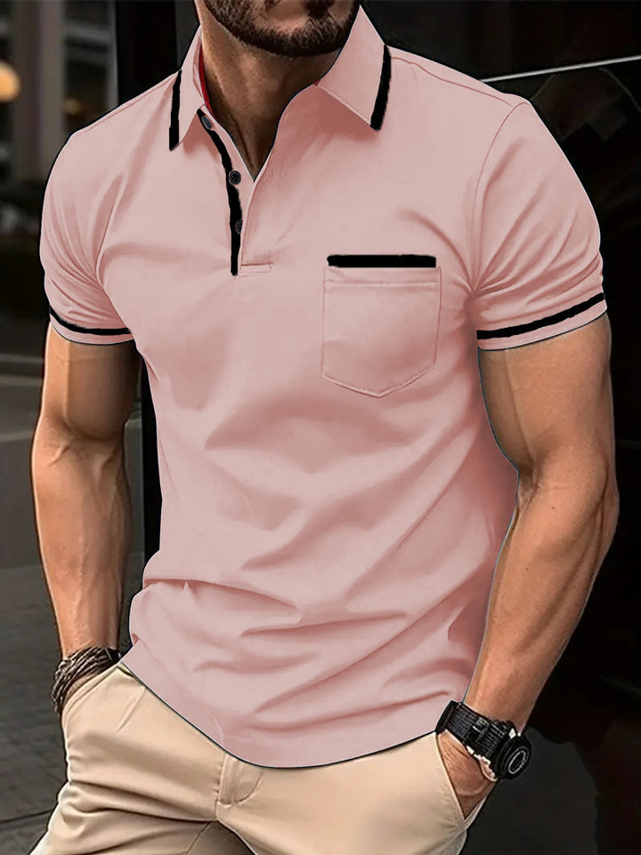 Herren modisches Kurzarm-Polohemd mit kontrastierenden Details Echoarchiv
