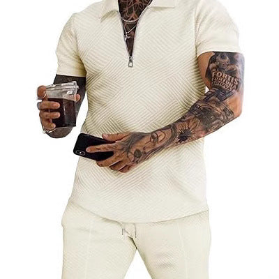 Herren sportliches Oberteil und Shorts Set mit strukturiertem Design Echoarchiv