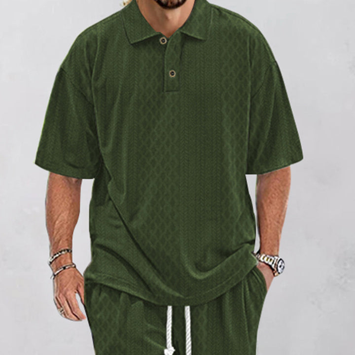 Herren Polohemd mit strukturiertem Design und bequemer Passform Echoarchiv