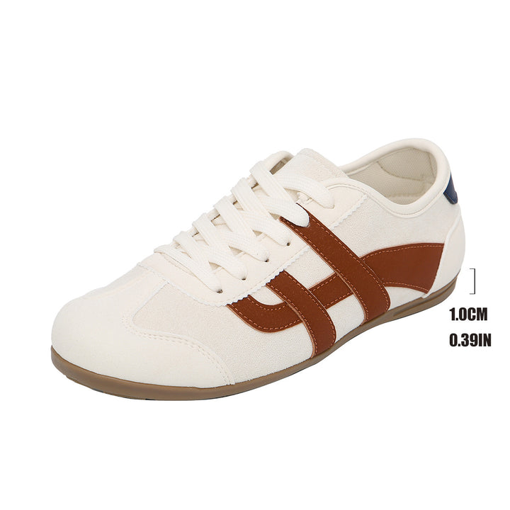 Damen Retro-Runner Slim Sneaker mit flacher Gummisohle und Zierstreifen – Névara